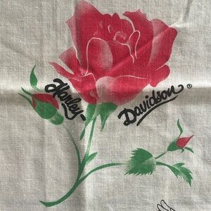 Vintage 1980’s Harley-Davidson Bandana with Rose and Eagle Design Made in USA 🇺🇸